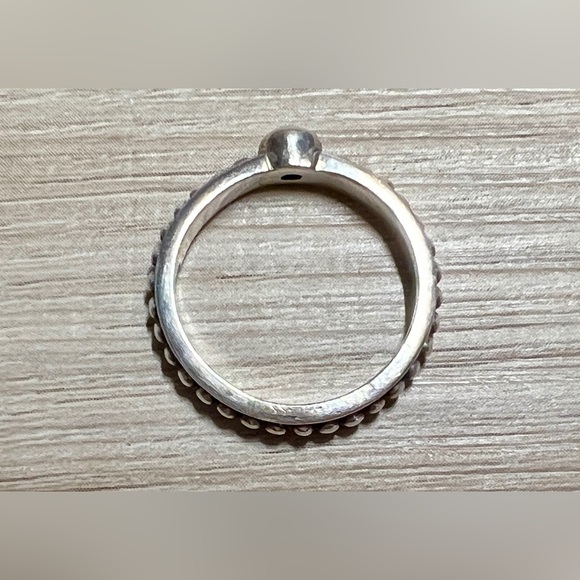 Vintage Designer Signed SU Sterling Silver Gray Pearl Caviar Band Ring, Size 7.5 - Picture 6 of 10